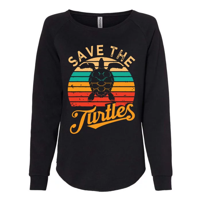 Save Turtles Animal Rights Sea Turtle Retro Style Gift Womens California Wash Sweatshirt