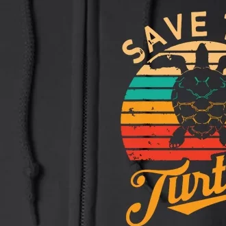 Save Turtles Animal Rights Sea Turtle Retro Style Gift Full Zip Hoodie