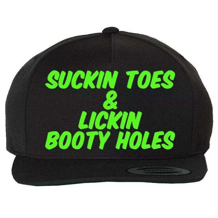 Suckin Toes And Lickin Booty Holes Humorous Dark Joke Wool Snapback Cap