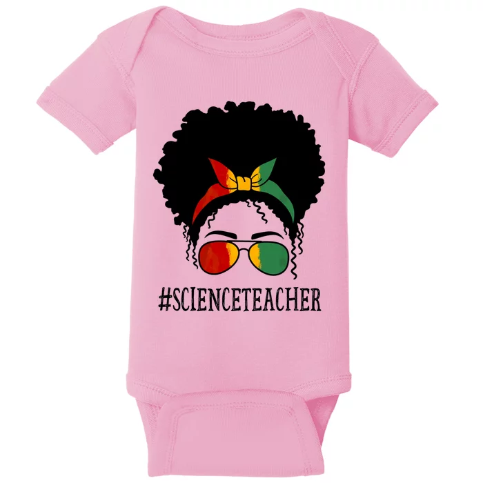 Science Teacher African Messy Bun Black History Month Cute Gift Baby Bodysuit