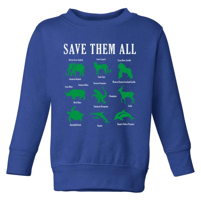 Save Them All National Endangered Species Day 2024 Gift Toddler Sweatshirt