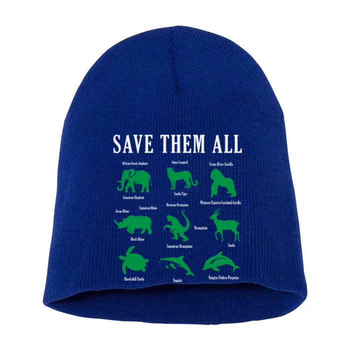 Save Them All National Endangered Species Day 2024 Gift Short Acrylic Beanie