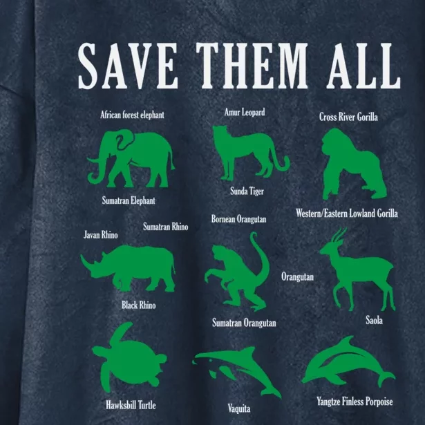 Save Them All National Endangered Species Day 2024 Gift Hooded Wearable Blanket