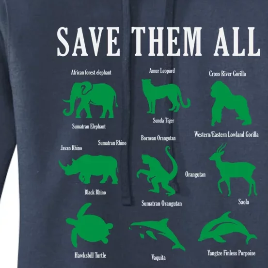 Save Them All National Endangered Species Day 2024 Gift Women's Pullover Hoodie