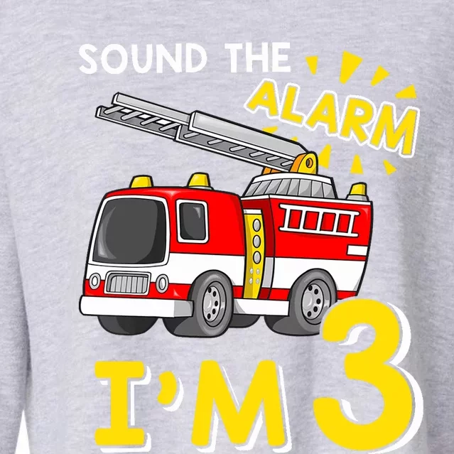 Sound The Alarm Im Three 3rd Birthday Firefighter Lover Cropped Pullover Crew