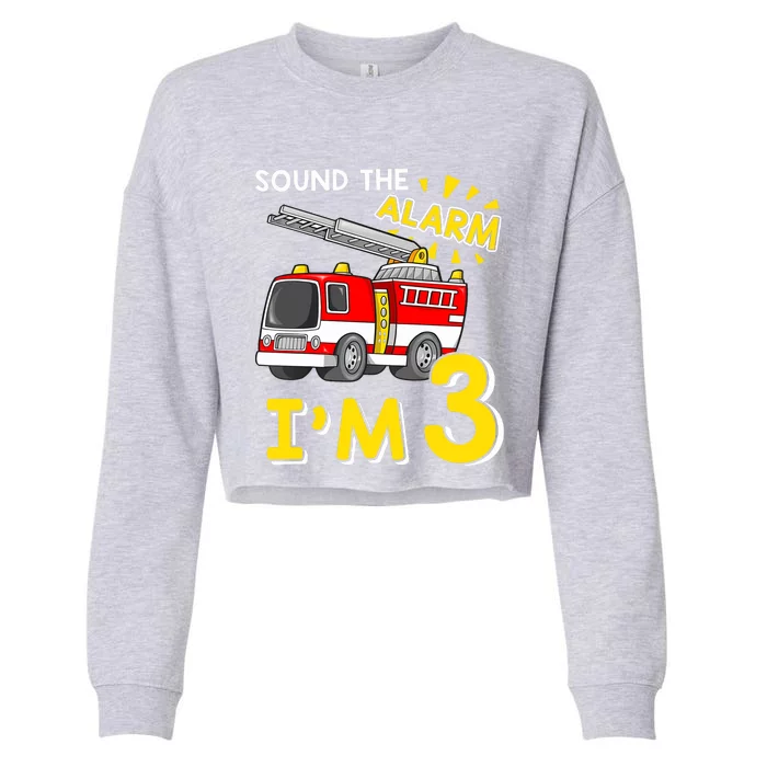 Sound The Alarm Im Three 3rd Birthday Firefighter Lover Cropped Pullover Crew