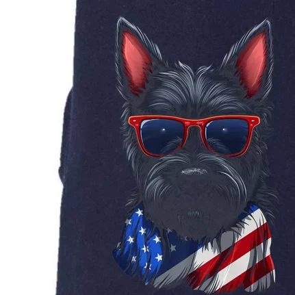 Scottish Terrier American Flag US Tee 4th July Gifts Graphic Doggie 3-End Fleece Hoodie