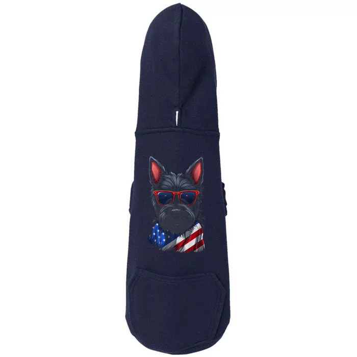 Scottish Terrier American Flag US Tee 4th July Gifts Graphic Doggie 3-End Fleece Hoodie