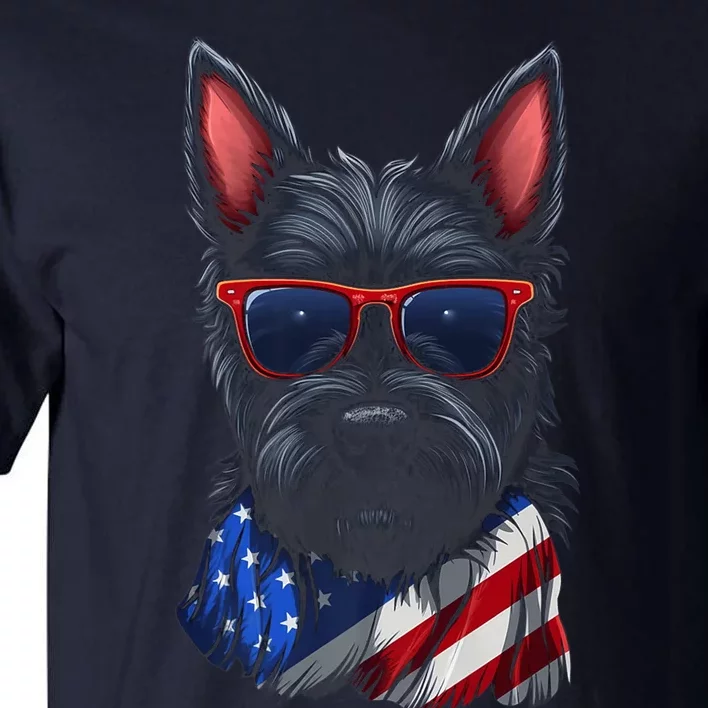 Scottish Terrier American Flag US Tee 4th July Gifts Graphic Tall T-Shirt