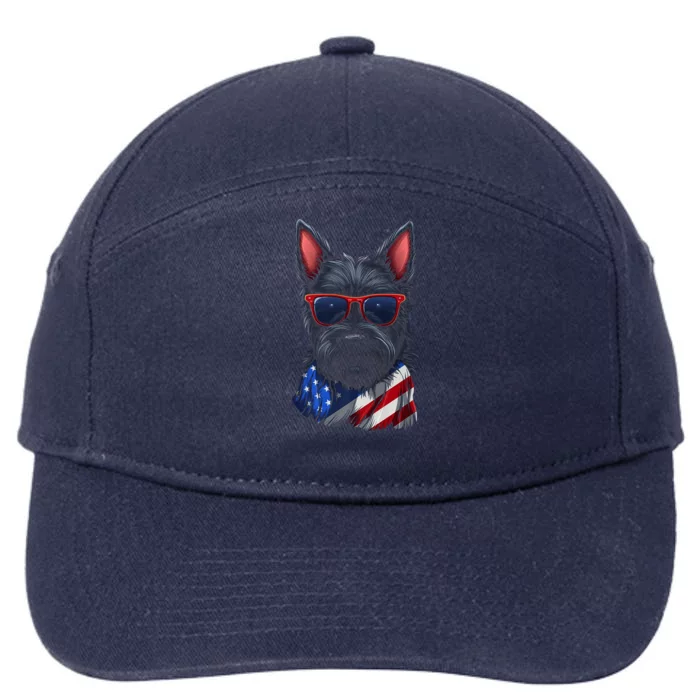 Scottish Terrier American Flag US Tee 4th July Gifts Graphic 7-Panel Snapback Hat