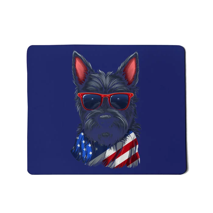 Scottish Terrier American Flag US Tee 4th July Gifts Graphic Mousepad