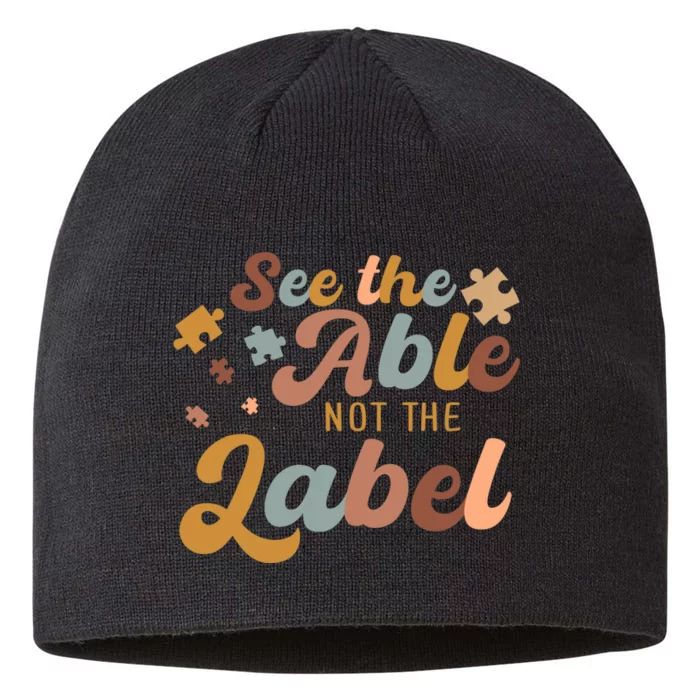 See The Able Not The Label Autism Awareness Day Puzzle Piece 8 1/2in Sustainable Knit Beanie