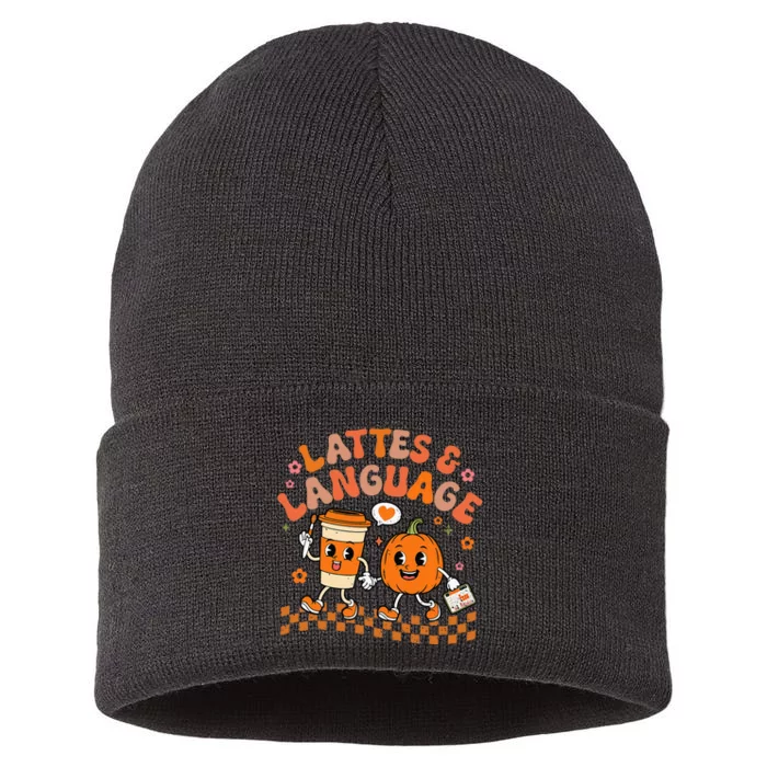 Speech Therapy Autumn Pumpkin Lattes And Language Sustainable Knit Beanie