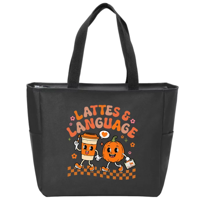 Speech Therapy Autumn Pumpkin Lattes And Language Zip Tote Bag