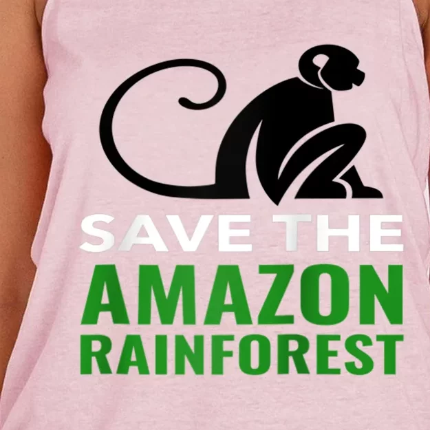 Save The Amazon Rainforest Monkey Funny Gift Raglan Baseball Tee Women's Knotted Racerback Tank