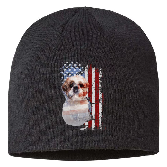 Shih Tzu America Flags 8 1/2in Sustainable Knit Beanie