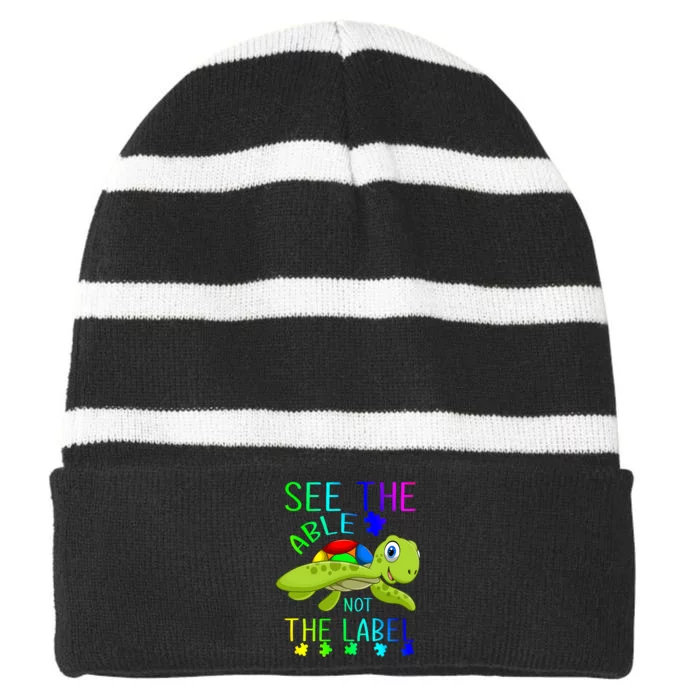 See The Able Not The Label Autism Striped Beanie with Solid Band