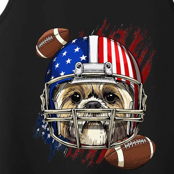 Shih Tzu American Football Dog Lovers USA Flag Performance Tank