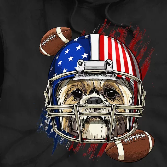 Shih Tzu American Football Dog Lovers USA Flag Tie Dye Hoodie