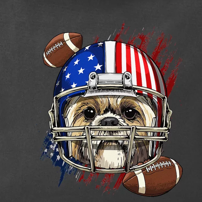 Shih Tzu American Football Dog Lovers USA Flag Zip Tote Bag