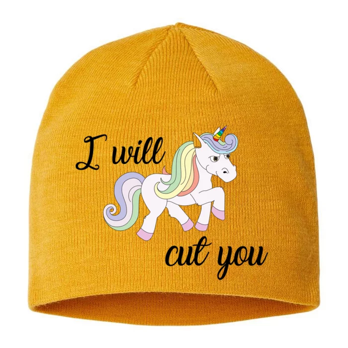 Stabby Unicorn I Will Cute You 8 1/2in Sustainable Knit Beanie