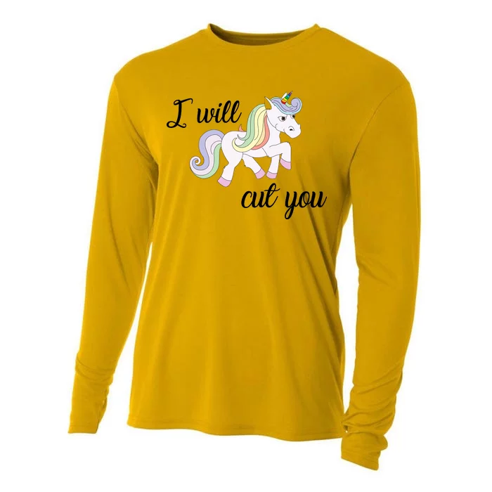 Stabby Unicorn I Will Cute You Cooling Performance Long Sleeve Crew