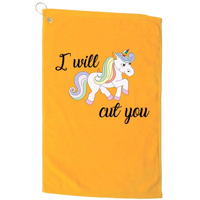 Stabby Unicorn I Will Cute You Platinum Collection Golf Towel