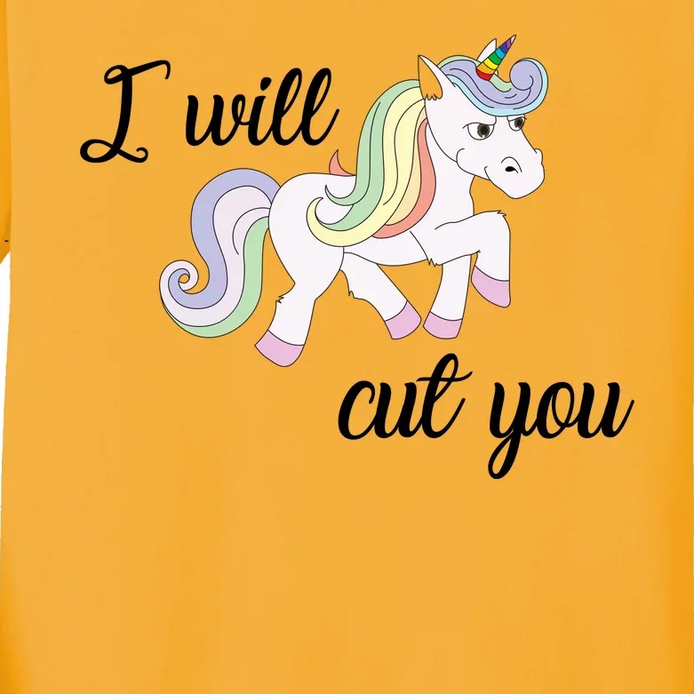 Stabby Unicorn I Will Cute You Kids Long Sleeve Shirt