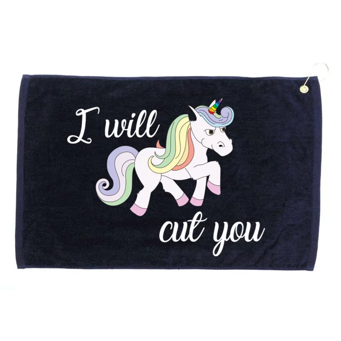 Stabby Unicorn I Will Cute You Grommeted Golf Towel