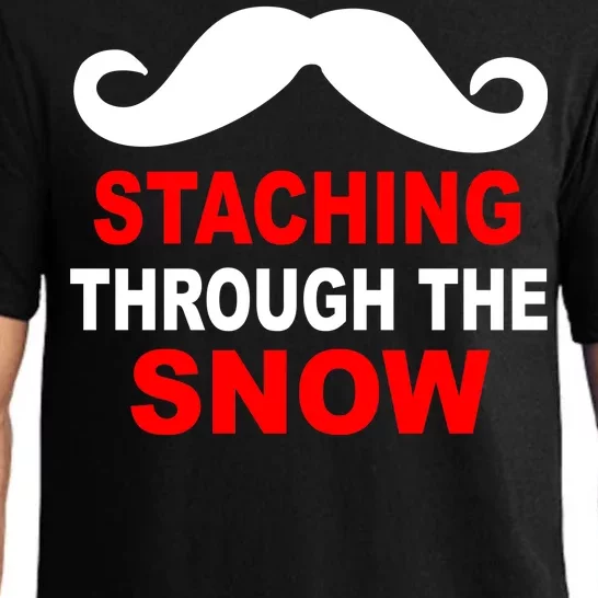 Staching Through The Snow Moustache Funny Christmas Pajama Set