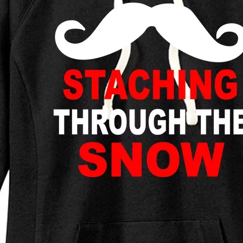 Staching Through The Snow Moustache Funny Christmas Women's Fleece Hoodie