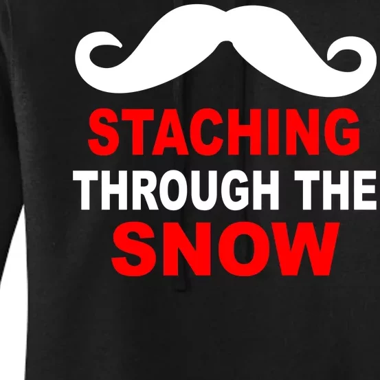 Staching Through The Snow Moustache Funny Christmas Women's Pullover Hoodie