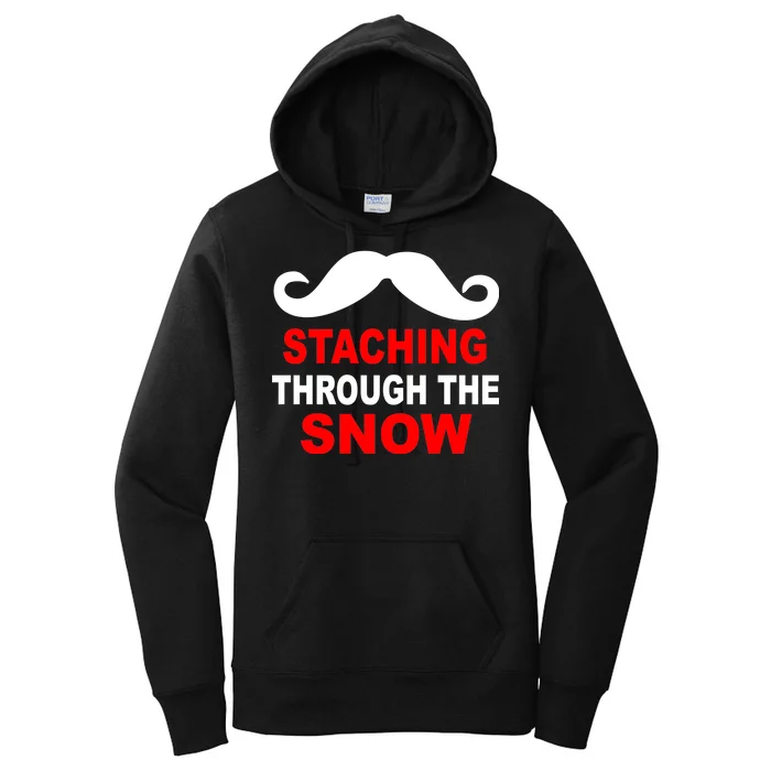 Staching Through The Snow Moustache Funny Christmas Women's Pullover Hoodie