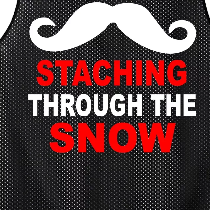 Staching Through The Snow Moustache Funny Christmas Mesh Reversible Basketball Jersey Tank