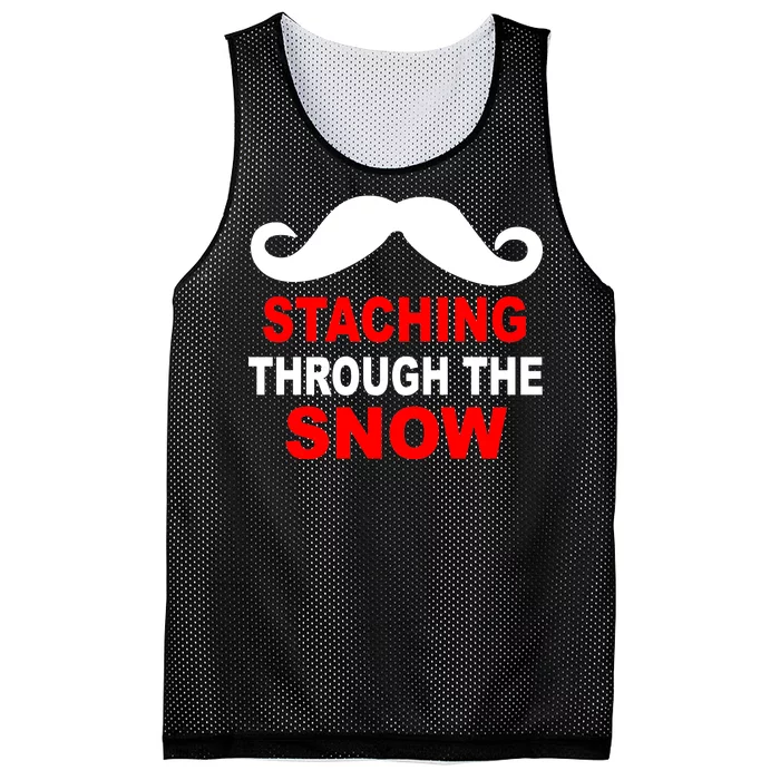 Staching Through The Snow Moustache Funny Christmas Mesh Reversible Basketball Jersey Tank