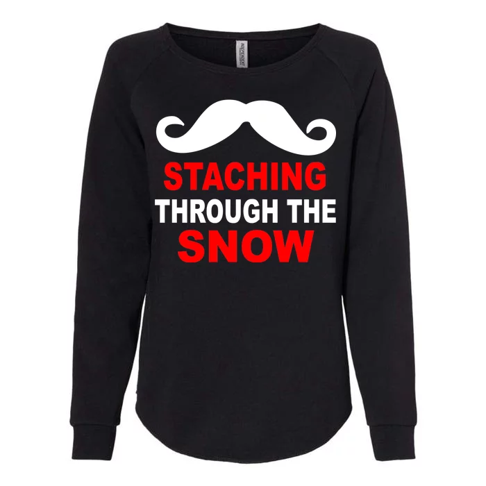 Staching Through The Snow Moustache Funny Christmas Womens California Wash Sweatshirt