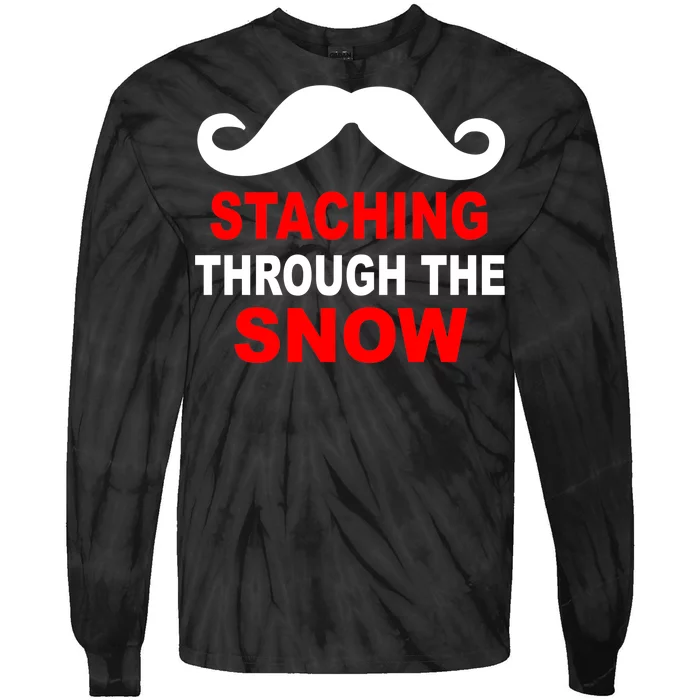 Staching Through The Snow Moustache Funny Christmas Tie-Dye Long Sleeve Shirt