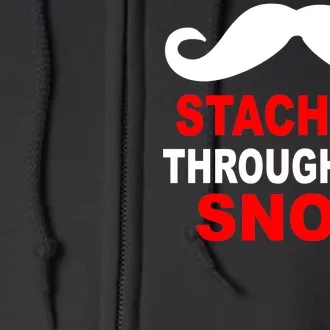 Staching Through The Snow Moustache Funny Christmas Full Zip Hoodie