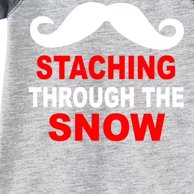 Staching Through The Snow Moustache Funny Christmas Infant Baby Jersey Bodysuit