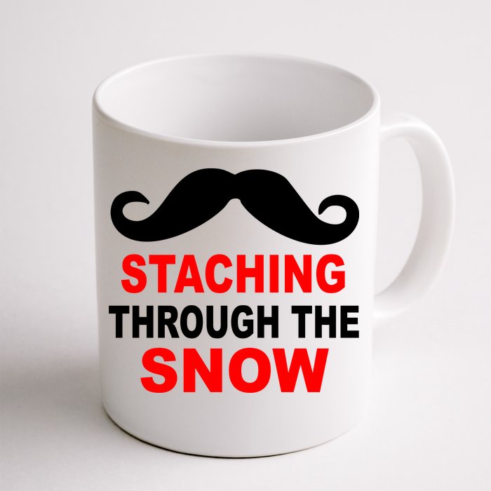 Staching Through The Snow Moustache Funny Christmas Front & Back Coffee Mug