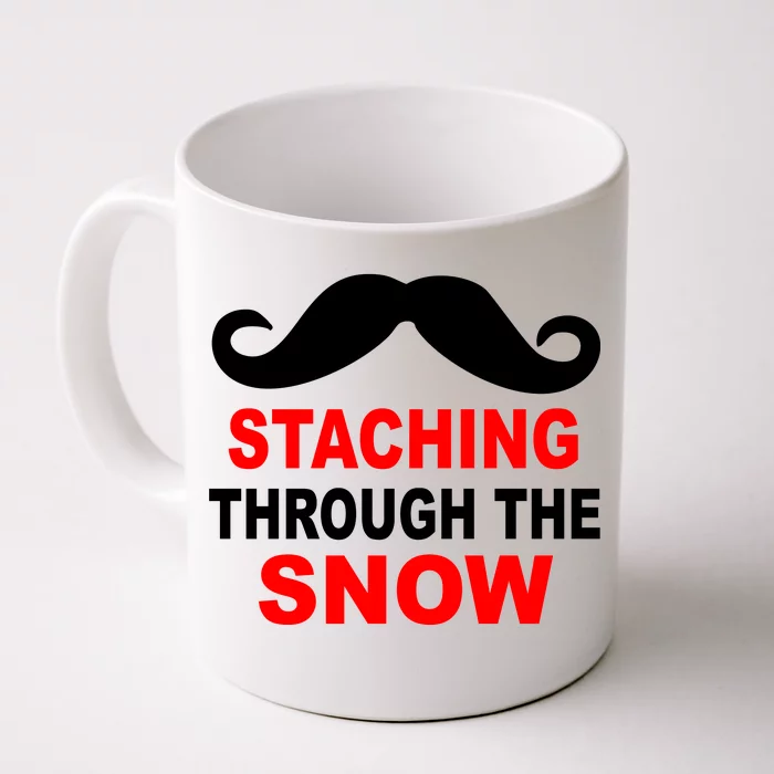 Staching Through The Snow Moustache Funny Christmas Front & Back Coffee Mug