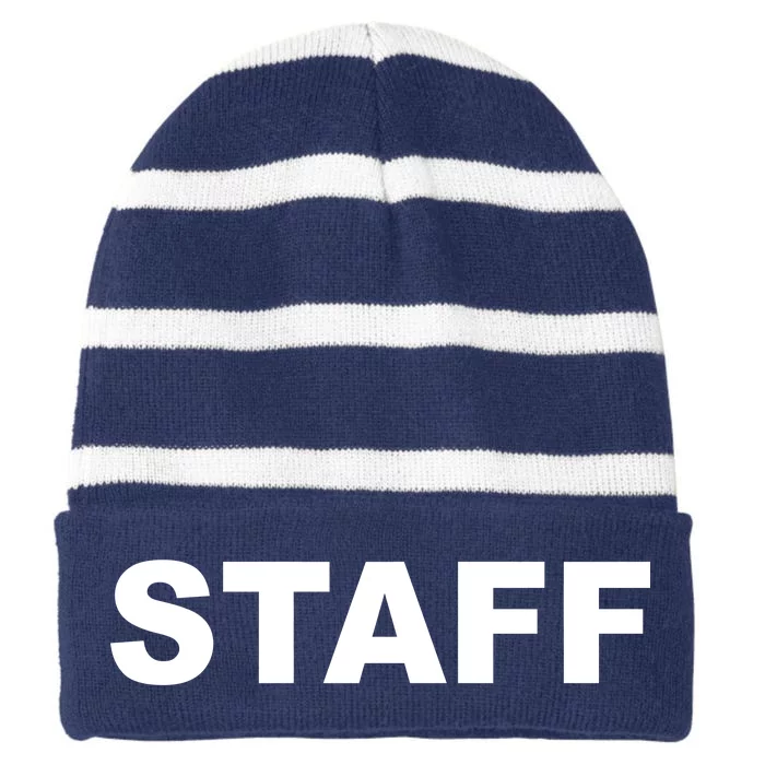 STAFF Employee Striped Beanie with Solid Band