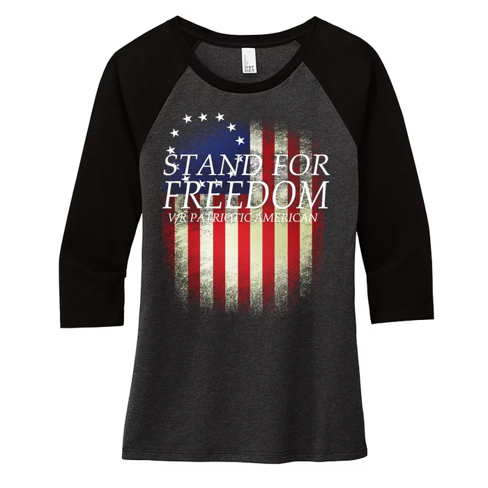 Stand For Freedom Women's Tri-Blend 3/4-Sleeve Raglan Shirt