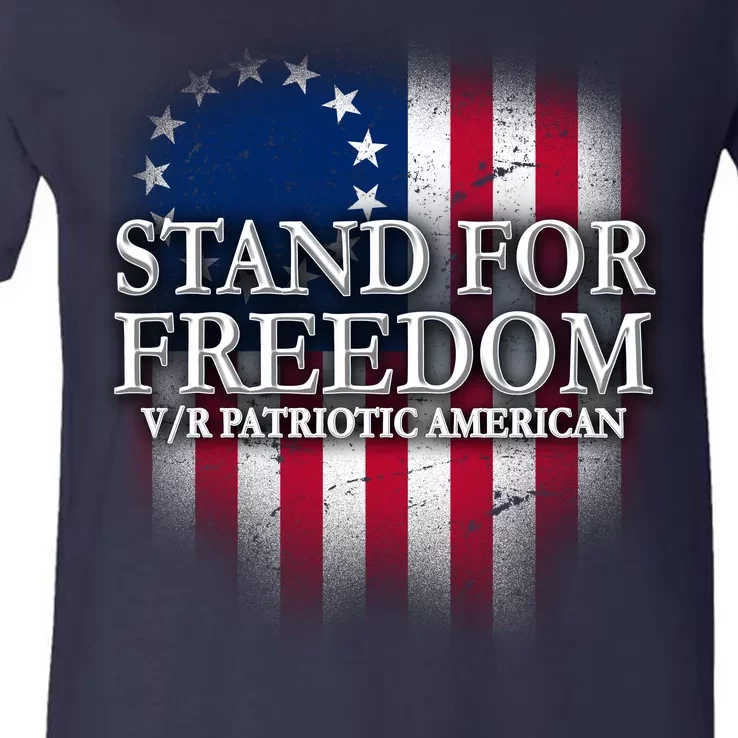 Stand For Freedom V/R Patriotic American V-Neck T-Shirt