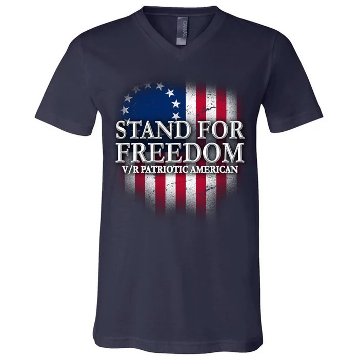 Stand For Freedom V/R Patriotic American V-Neck T-Shirt