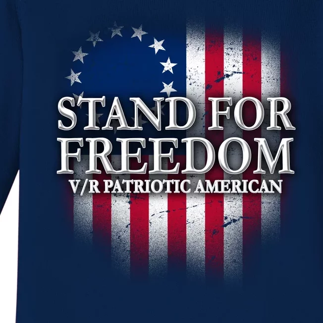 Stand For Freedom V/R Patriotic American Baby Long Sleeve Bodysuit