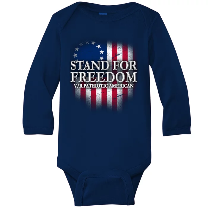 Stand For Freedom V/R Patriotic American Baby Long Sleeve Bodysuit