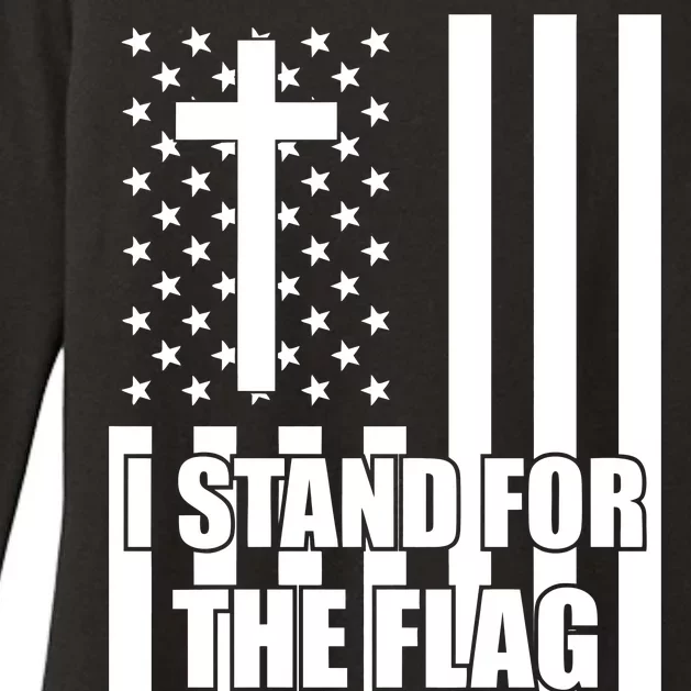 Stand For the Flag and Kneel for the Cross USA Flag Womens CVC Long Sleeve Shirt