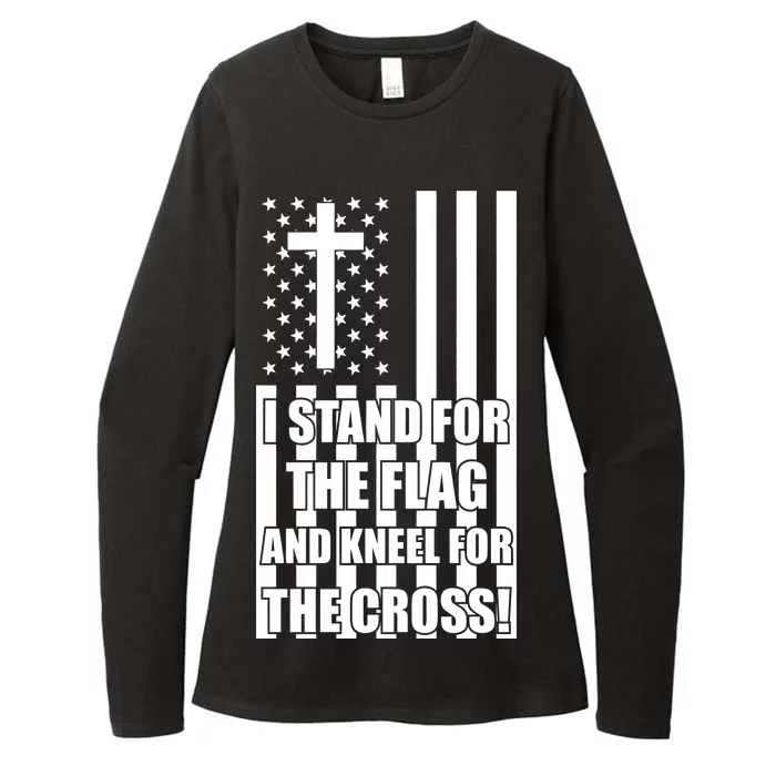 Stand For the Flag and Kneel for the Cross USA Flag Womens CVC Long Sleeve Shirt