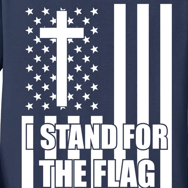 Stand For the Flag and Kneel for the Cross USA Flag Kids Long Sleeve Shirt